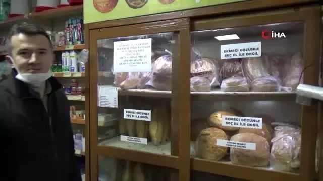Düzce'de ekmeklere korona virüs tedbiri Düzce'de ekmeklere korona virüs tedbiri