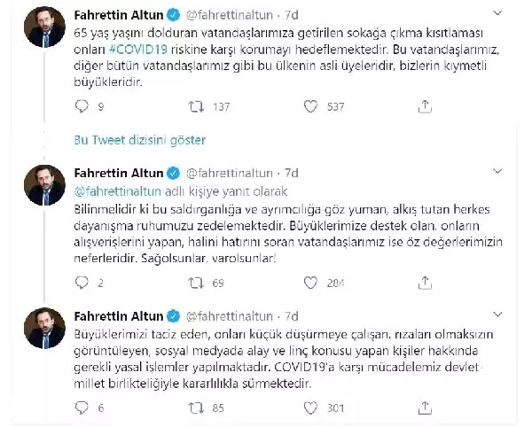 İletişim Başkanı Altun: Büyüklerimizi alay konusu yapanlara yasal işlem yapılmakta İletişim Başkanı Altun: Büyüklerimizi alay konusu yapanlara yasal işlem yapılmakta