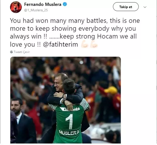 Muslera'dan Terim'e destek mesajı Muslera'dan Terim'e destek mesajı