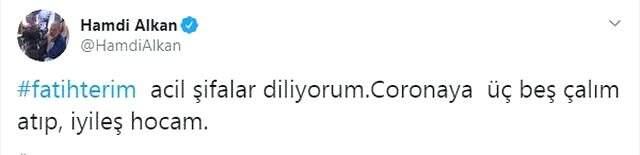 Ünlü isimler, koronavirüse yakalanan Fatih Terim için detsek mesajları paylaştı