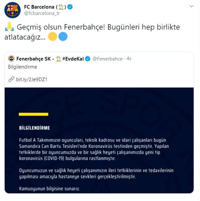 Barcelona'dan Fenerbahçe için geçmiş olsun mesajı