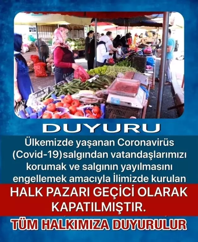Bayburt'ta halk pazarı geçici süreyle kapatıldı Bayburt'ta halk pazarı geçici süreyle kapatıldı