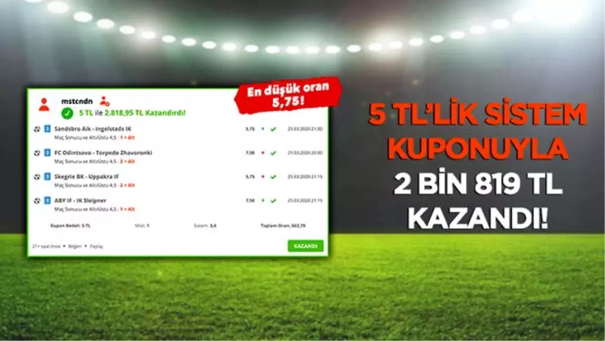 Misli.com'da 5 TL ile 2 bin 819 TL kazandı! Sistemli iddaa kuponu...