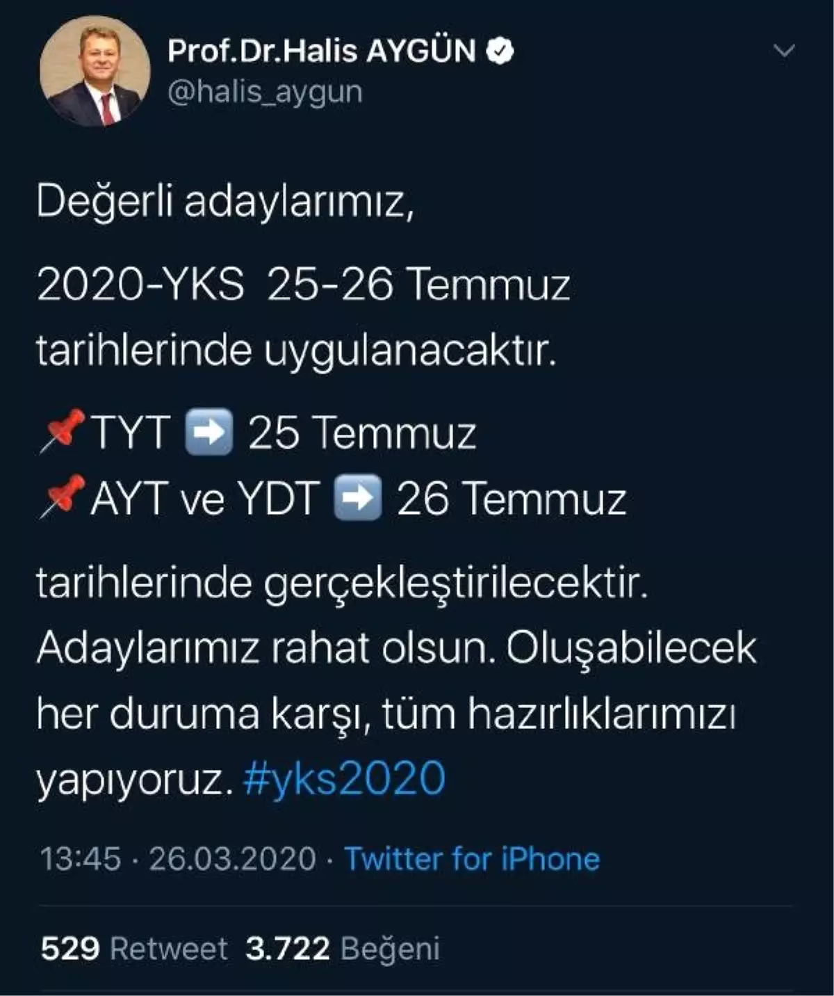 ÖSYM Başkanı Aygün: Adaylarımız rahat olsun, hazırlıklarımızı yapıyoruz
