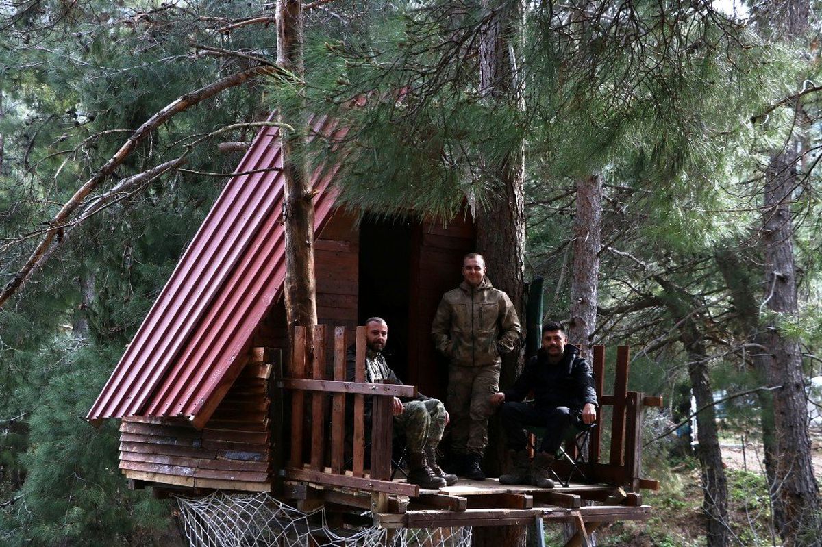 Koronavirüsten korunmak için ormanda ağacın tepesine ev yaptılar