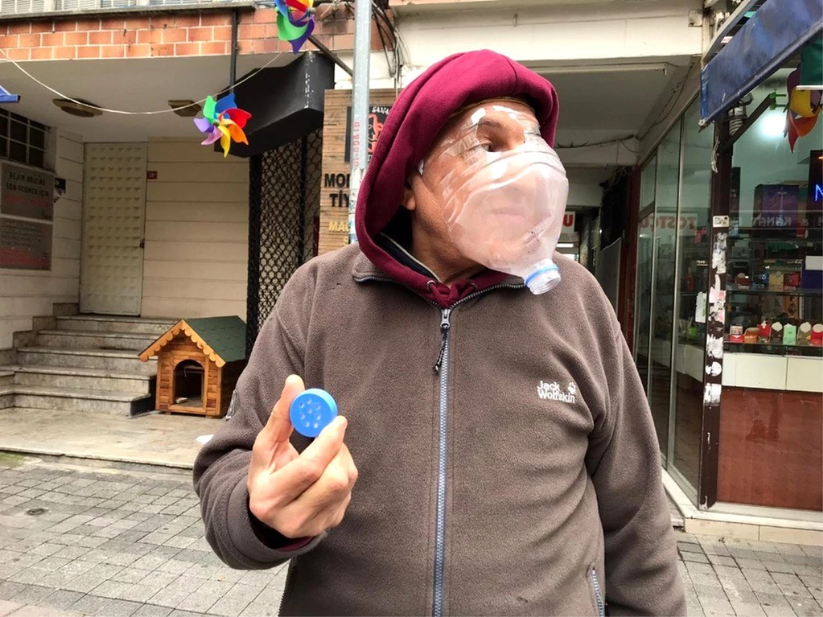 Özel) Kadıköy'de esnaf korona virüse karşı pet şişeden maske yaptı ...