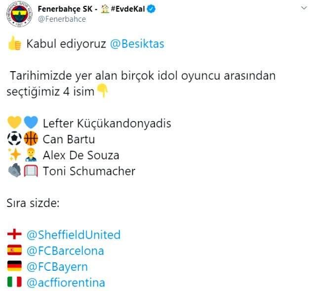 Fenerbahçe, Beşiktaş'ın meydan okumasını kabul etti! Fenerbahçe, Beşiktaş'ın meydan okumasını kabul etti!