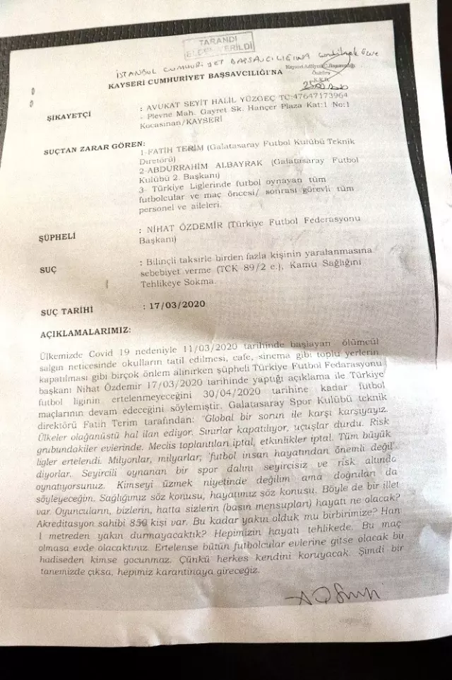 Kayserili avukat, Nihat Özdemir hakkında suç duyurusunda bulundu Kayserili avukat, Nihat Özdemir hakkında suç duyurusunda bulundu