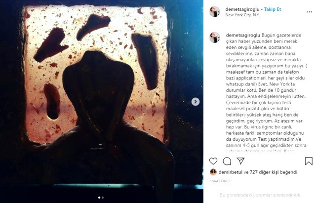 Şarkıcı Demet Sağıroğlu'ndan korkutan koronavirüs paylaşımı: Çevremdekilerin testi pozitif çıktı, ben de geçirdim