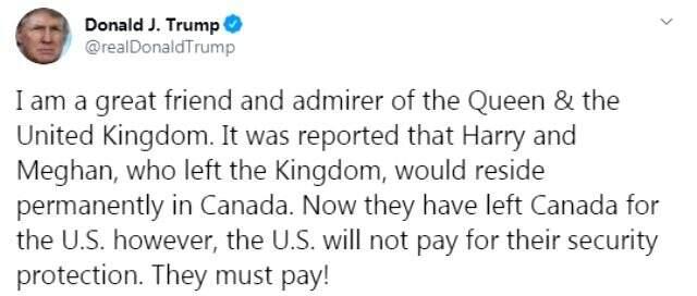 ABD Başkanı Trump: Harry ve Meghan'ın güvenliği için ödeme yapmayacağız