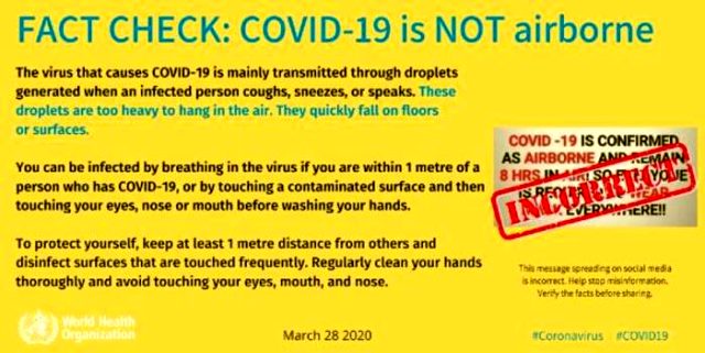 Dünya Sağlık Örgütü: Koronavirüs hava yoluyla bulaşmıyor