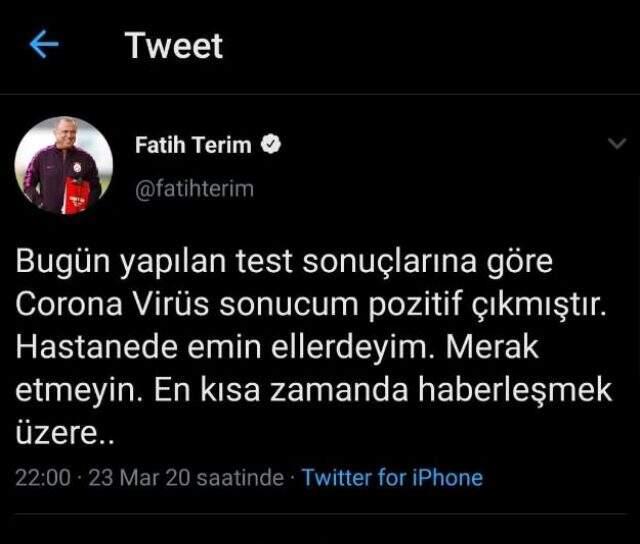 Fatih Terim'in sağlık durumu hakkında yeni açıklama: 1-2 güne kadar bir test daha yapılacak Fatih Terim'in sağlık durumu hakkında yeni açıklama: 1-2 güne kadar bir test daha yapılacak