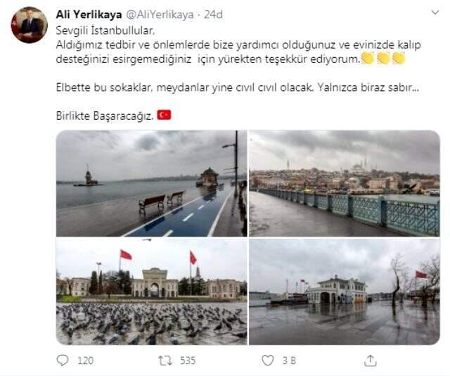 İstanbul Valisi Yerlikaya, kararlara uyan İstanbullulara teşekkür etti İstanbul Valisi Yerlikaya, kararlara uyan İstanbullulara teşekkür etti
