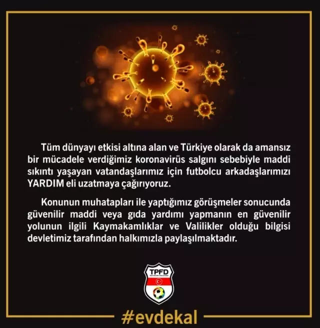 TPFD'den futbol camiasına yardım çağrısı! TPFD'den futbol camiasına yardım çağrısı!