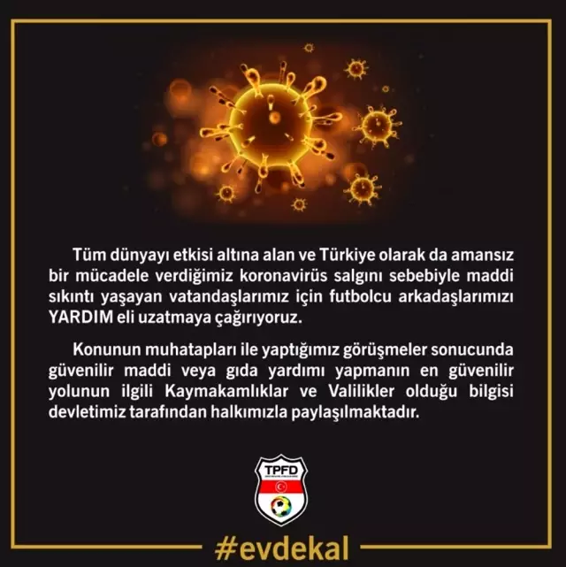 TPFD'den futbol camiasına yardım çağrısı! TPFD'den futbol camiasına yardım çağrısı!