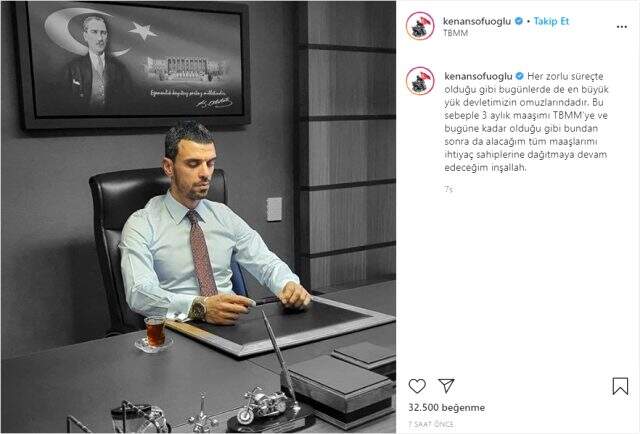 AK Parti Sakarya Milletvekili Kenan Sofuoğlu, 3 aylık maaşını TBMM'ye bağışladı