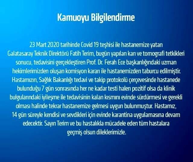 Fatih Terim taburcu oldu, sosyal medya yıkıldı Fatih Terim taburcu oldu, sosyal medya yıkıldı