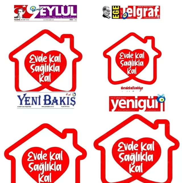 İzmir basınından ortak &quot;Evde Kal&quot; manşeti Haberler