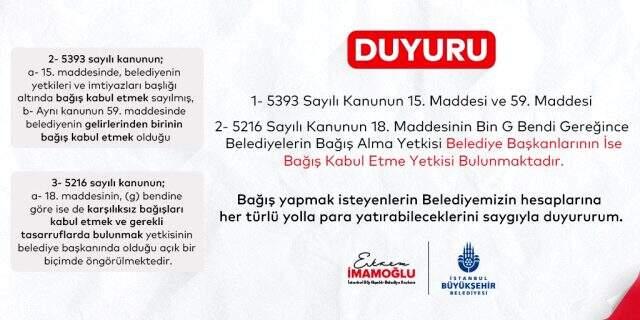 ABB ve İBB'nin yardım kampanyasına İçişleri Bakanlığı engel oldu: Belediyeler, valilikten izinsiz yardım toplayamaz ABB ve İBB'nin yardım kampanyasına İçişleri Bakanlığı engel oldu: Belediyeler, valilikten izinsiz yardım toplayamaz