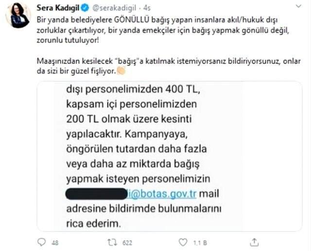 BOTAŞ'ın Milli Dayanışma Kampanyası için çalışan maaşlarından kesinti yapacak olması tartışma yarattı BOTAŞ'ın Milli Dayanışma Kampanyası için çalışan maaşlarından kesinti yapacak olması tartışma yarattı
