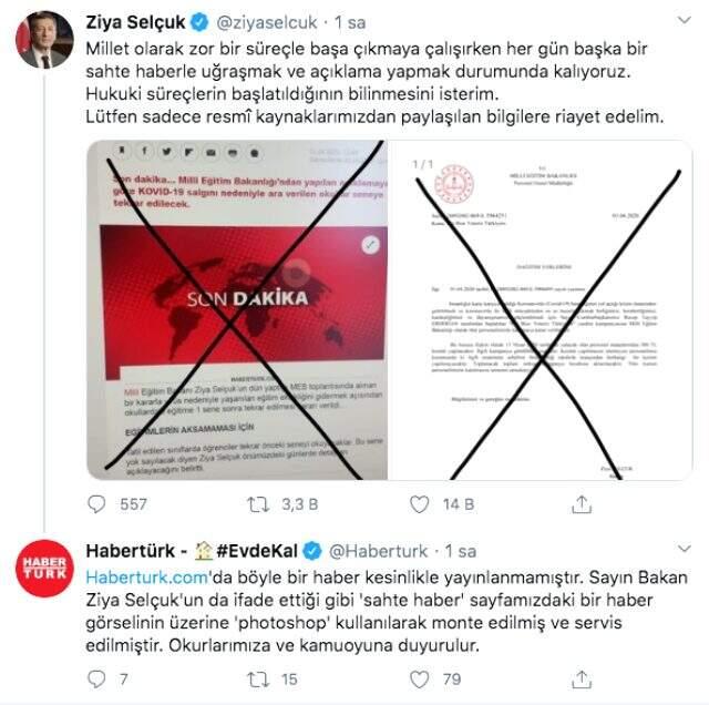 Milli Eğitim Bakanı Ziya Selçuk, okullarla ilgili sahte haberlere isyan etti