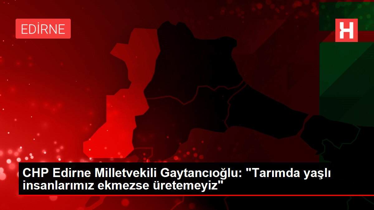 CHP Edirne Milletvekili Gaytancıoğlu: 'Tarımda yaşlı insanlarımız ekmezse üretemeyiz'