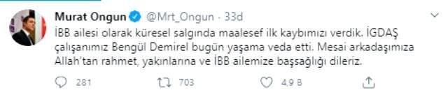 İBB'de koronavirüs salgını nedeniyle ilk ölüm gerçekleşti