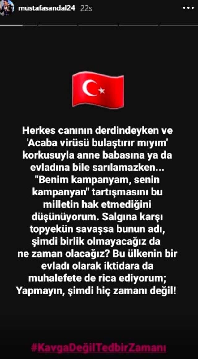 Şarkıcı Mustafa Sandal, bazı bağış kampanyalarının iptal edilmesine tepki gösterdi