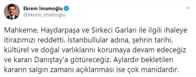 Mahkeme, İBB'nin Haydarpaşa ve Sirkeci ihalelerine yaptığı itirazı reddetti