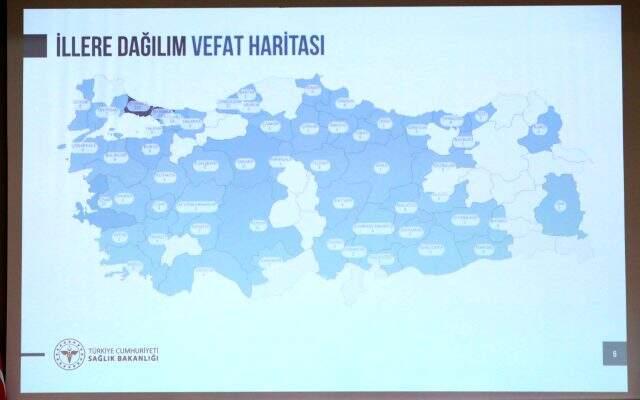 Sağlık Bakanlığı, illere göre vaka ve vefat sayılarının yer aldığı haritayı paylaştı