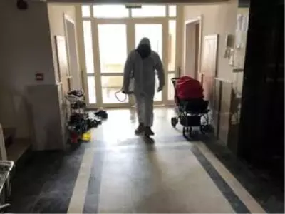 Süloğlu'nda apartmanlar dezenfekte edildi