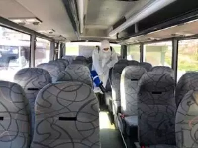 Süloğlu'nda taksi ve minibüsler dezenfekte edildi