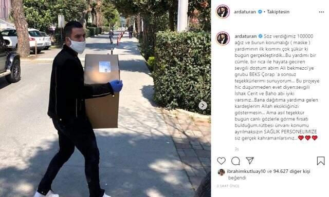 Arda Turan, söz verdiği maskelerin ilk kısmını dağıttı