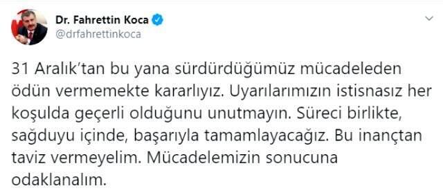 Son Dakika: Sağlık Bakanı Koca: Uyarılarımız istisnasız her koşulda geçerlidir