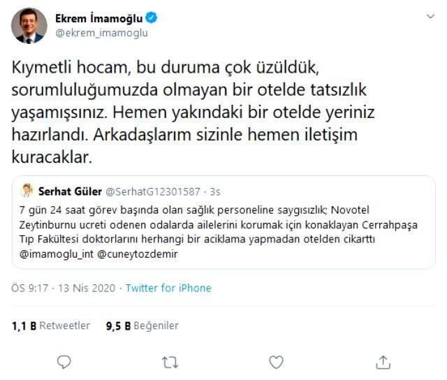 Ekrem İmamoğlu, kaldıkları otelden çıkarılan sağlık çalışanlarına sahip çıktı