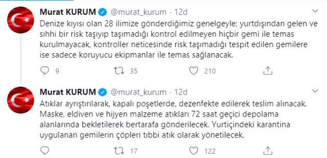 Yurt dışından gelen gemilerle virüs kontrolü yapılmadan temas kurulmayacak