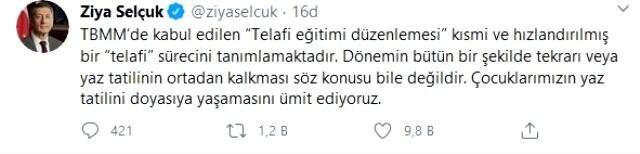 Milli Eğitim Bakanı Selçuk, telafi düzenlemesiyle ilgili açıklama yaptı: Yaz tatilinin ortadan kalkması söz konusu değil