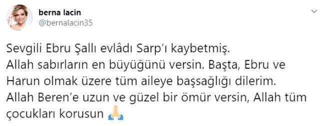 8 yaşındaki oğlu vefat eden Ebru Şallı'ya taziye mesajı yağdı