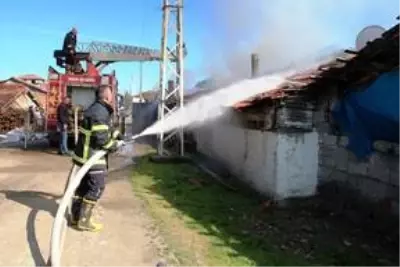 Amasya'da yangın çıkan ev ile traktör kullanılamaz hale geldi