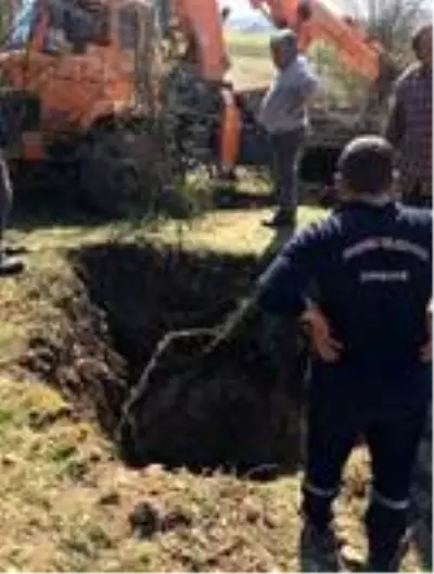 Define çukuruna düşen inek kurtarıldı