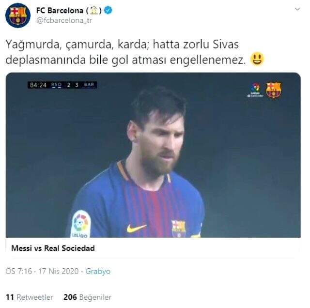 Dünya devi Barcelona'dan Sivas paylaşımı