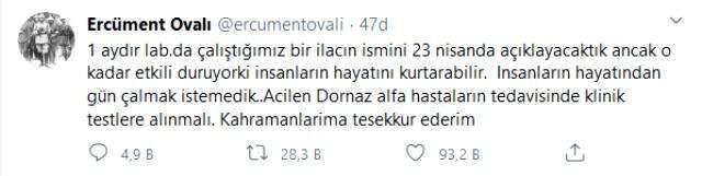 Ercüment Ovalı'dan heyecanlandıran koronavirüs ilacı açıklaması: O kadar etkili ki hayat kurtarabilir, acilen klinik testlere alınmalı Ercüment Ovalı'dan heyecanlandıran koronavirüs ilacı açıklaması: O kadar etkili ki hayat kurtarabilir, acilen klinik testlere alınmalı