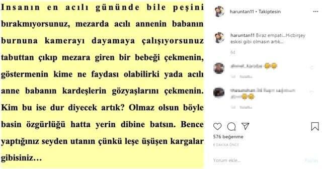 Çocuğu vefat eden Harun Tan, mezarlıkta görüntü almak isteyenlere tepki gösterdi: Leşe üşüşen kargalar.