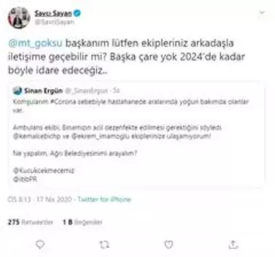 İstanbul'da virüs riski bulunan binadaki vatandaşların imdadına Başkan Sayan yetişti