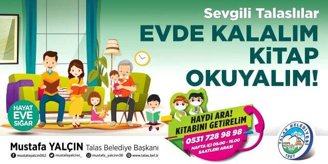 Talas Belediyesi, evde kalan vatandaşları için kitap kampanyası başlattı