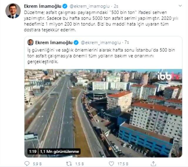 İBB Başkanı Ekrem İmamoğlu: Sadece bu hafta sonu 5000 ton asfalt serimi yapıldı