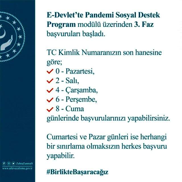 Sosyal yardım programının 3'üncü fazına başvurular başladı