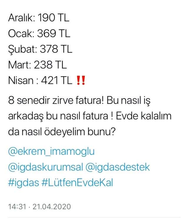 İstanbul'da İGDAŞ'ın sayaç okumadan gönderdiği Nisan ayı doğal faturaları vatandaşları çileden çıkardı