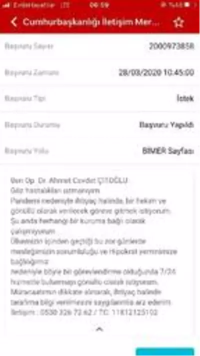 Koronavirüsten ölen doktorun salgında çalışmak için başvuru yaptığı ortaya çıktı