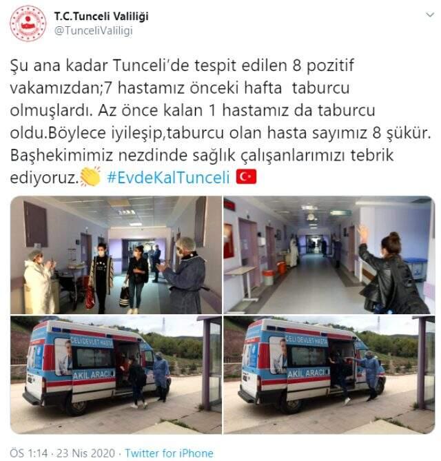 Tunceli'de koronavirüs vakası kalmadı